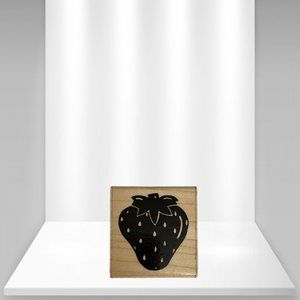 Wooden Handle Rubber Stamp " Strawberry"